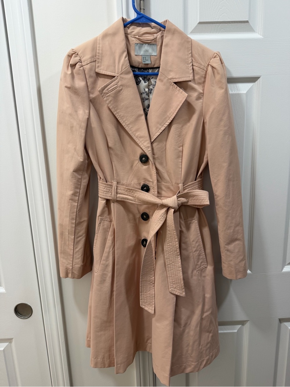 H&M Women's Light Pink Belted Trench Coat